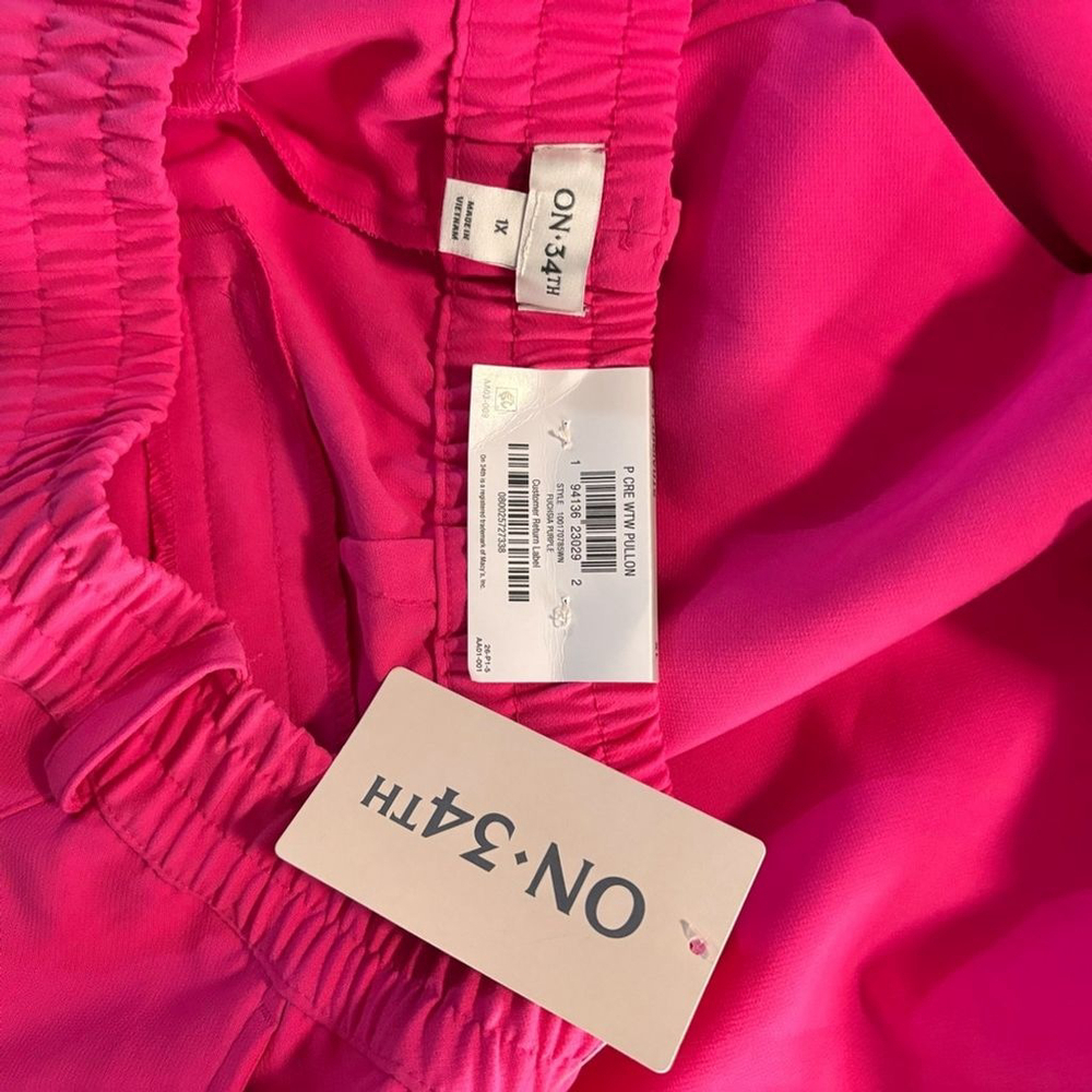On 34th Plus Size Hot Pink Solid Double Weave Ankle Dress Pants NWT - Picture 9 of 9